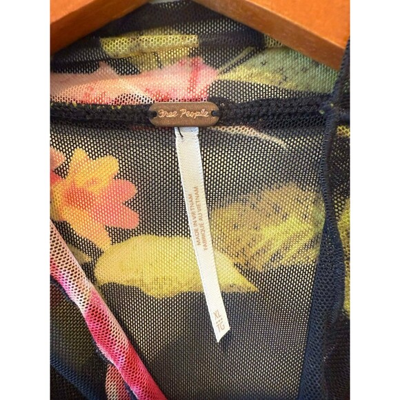 Free People Top Black Charlie Mesh Ruffle Long Sleeve Sold Out At Revolve sz XL - Picture 5 of 6